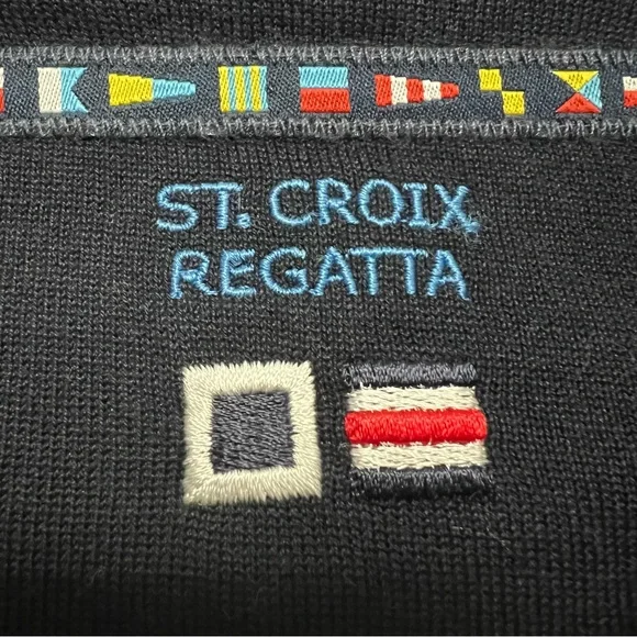 VTG St. Croix Regatta Orange Navy Men’s M Cotton Blend Quarter Zip Made In USA - Picture 4 of 7